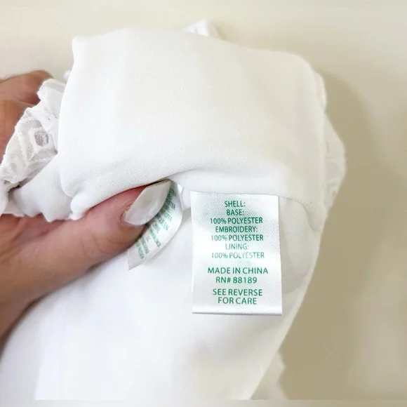 Lilly Pulitzer Novella Dress Resort White Mini Medallion Chiffon Eyelet Size L - Picture 11 of 11